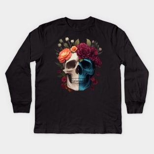 Floral skull Kids Long Sleeve T-Shirt
